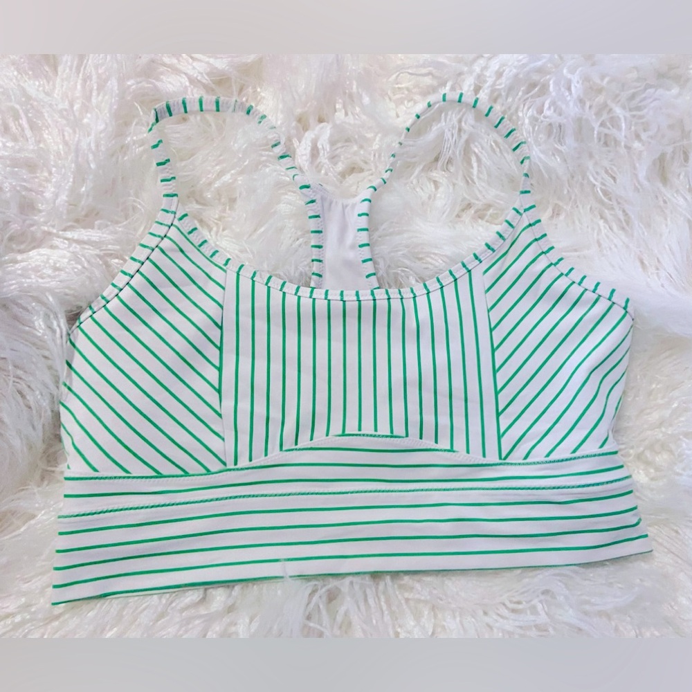 Solid & Striped Soleil Swim Top Bikini Cutout Striped Cutout Green Women